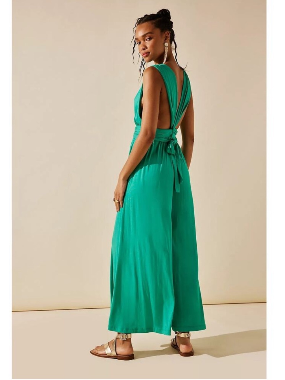 Free People Pale Blue Wrap Jumpsuit with Tie Waist